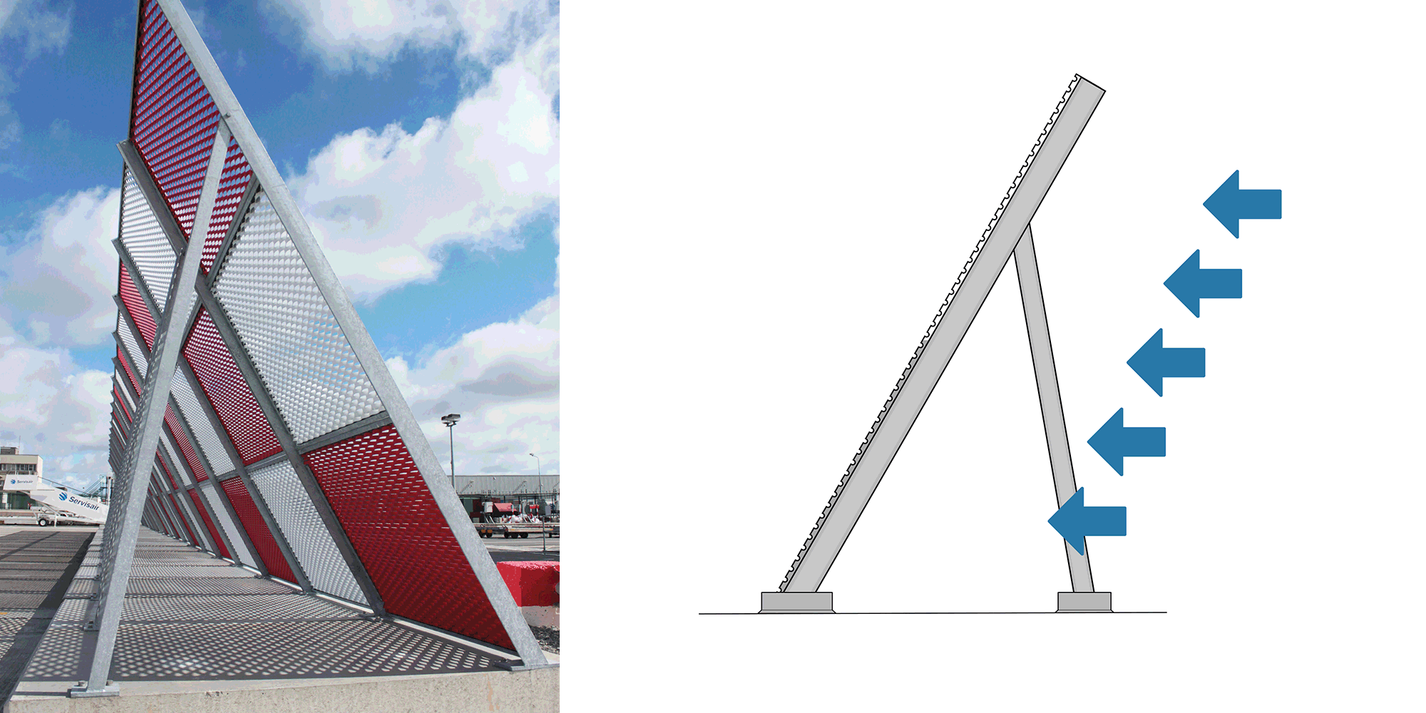 Illustration Jet Blast Vertical Mesh Jet Blast Barrier